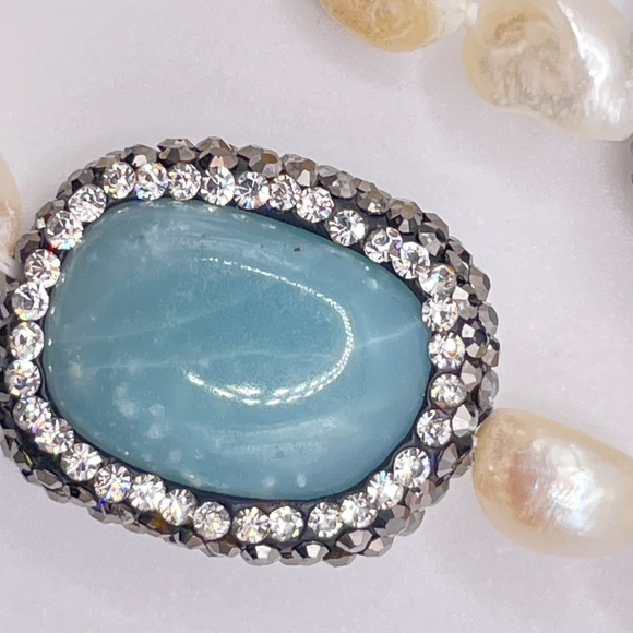 Iris & Lily London New Freshwater Pearl Gemstone Rhinestone Long Necklace - Picture 12 of 16